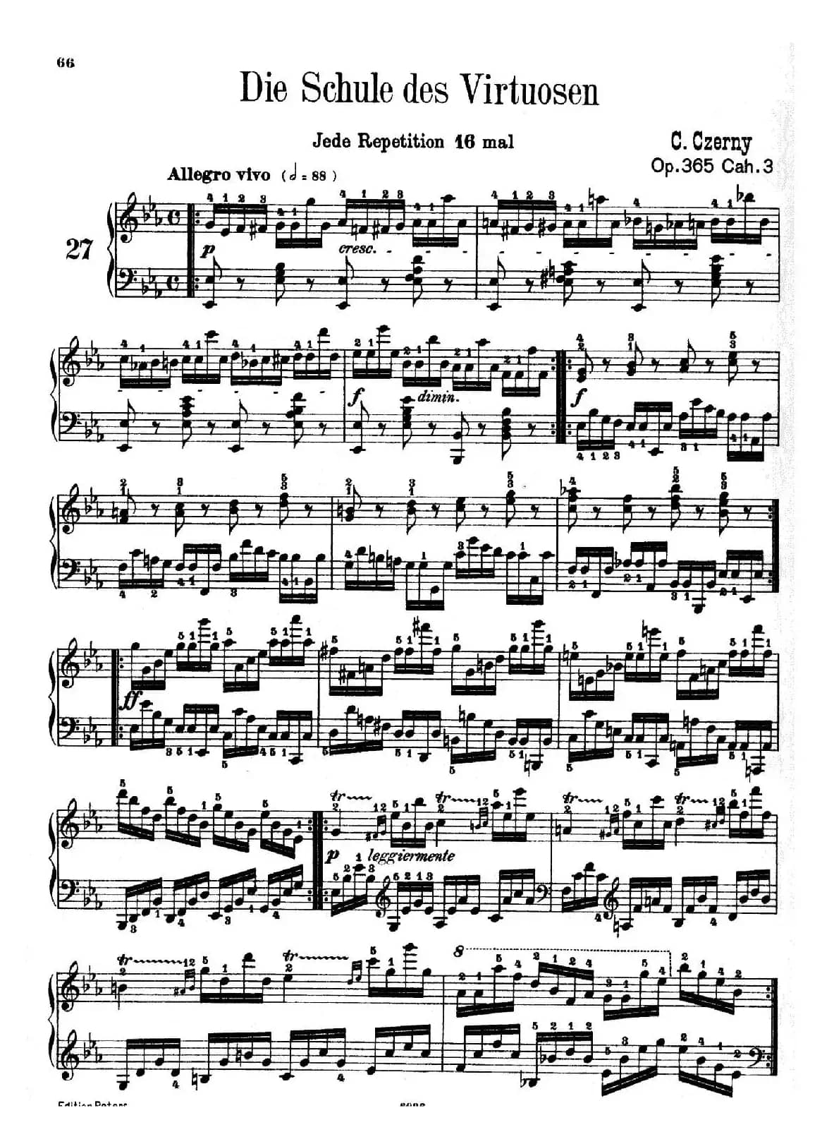 School of the Virtuoso Op.365(60首钢琴高级练习曲·27)