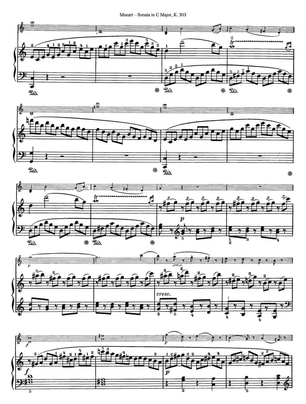 Violin Sonata in C Major K.303（小提琴+钢琴伴奏）