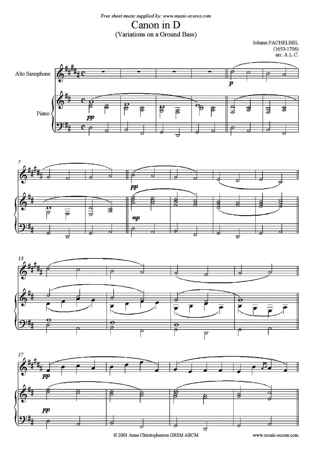 Canon in D（中音萨克斯+钢琴伴奏）