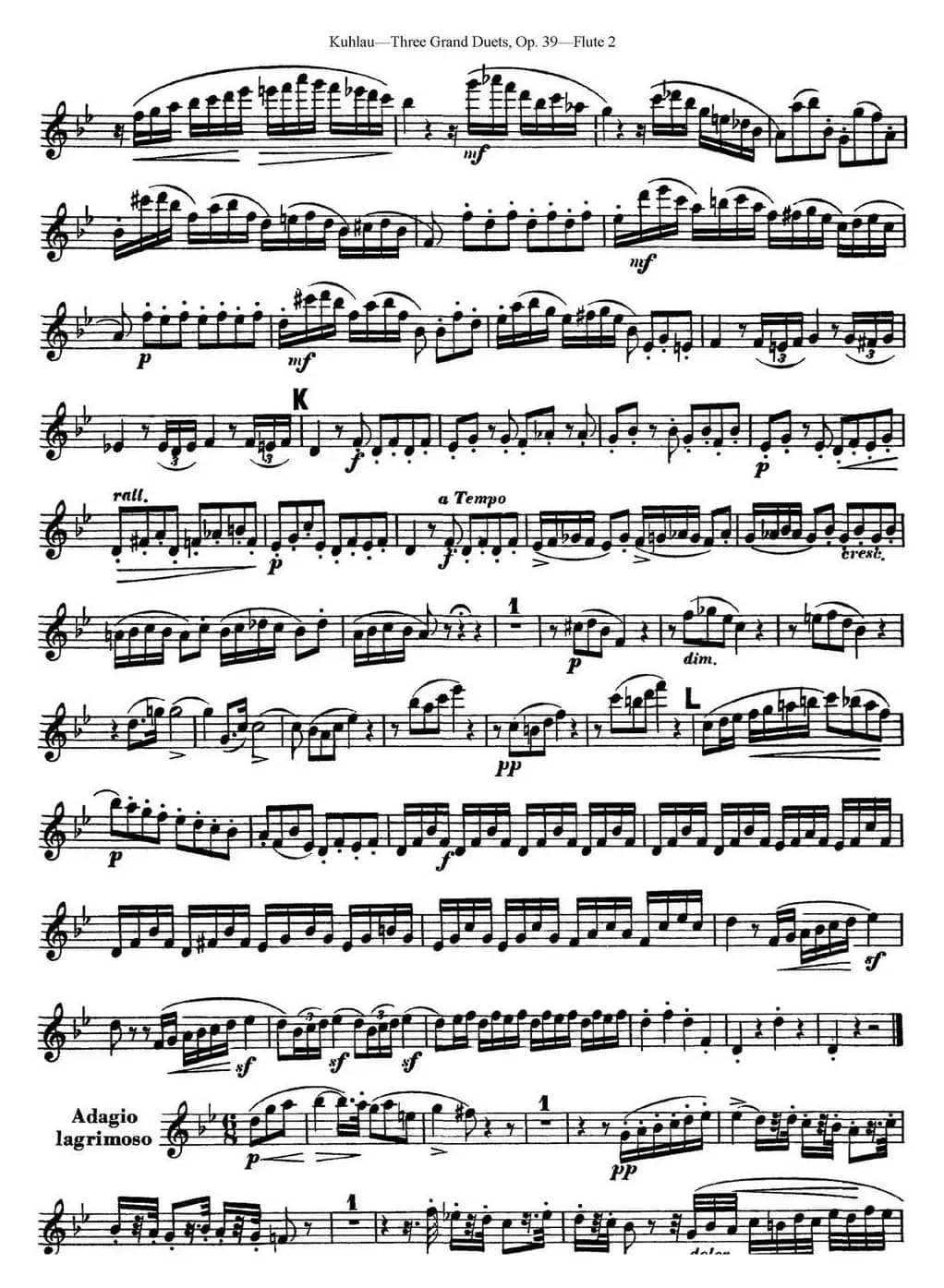 库劳长笛二重奏大练习曲Op.39——Flute 2（No.2）