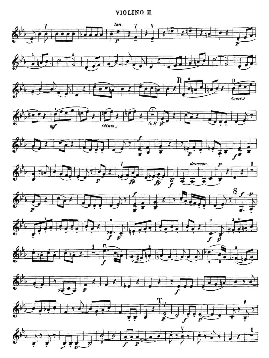 Mozart《Quartet No.16 in Eb Major,K.428》（Violin 2分谱）