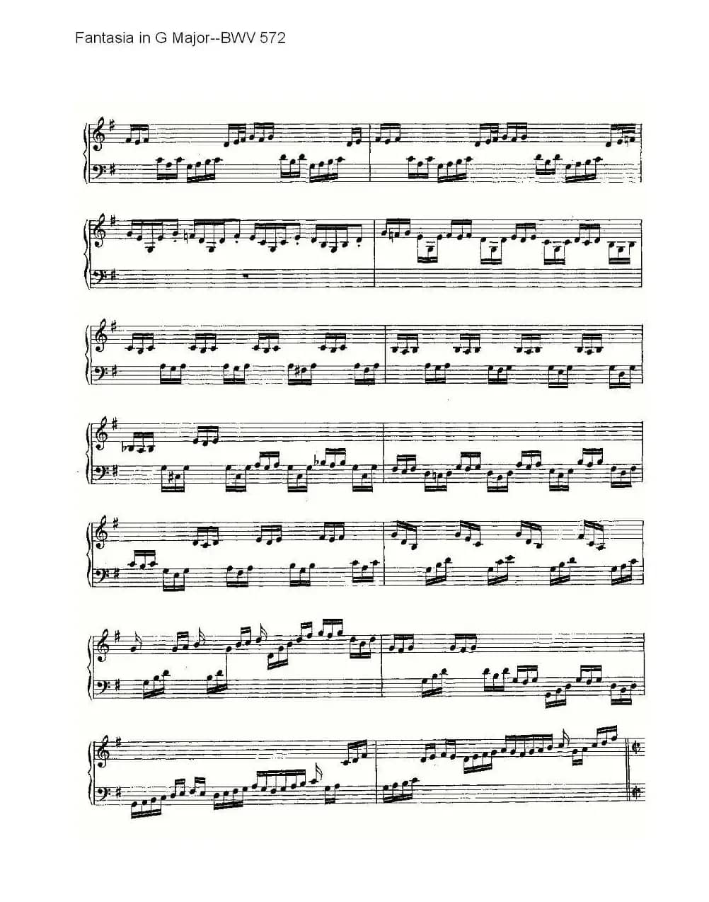 Fantasia in G Major--BWV 572 （管风琴谱）