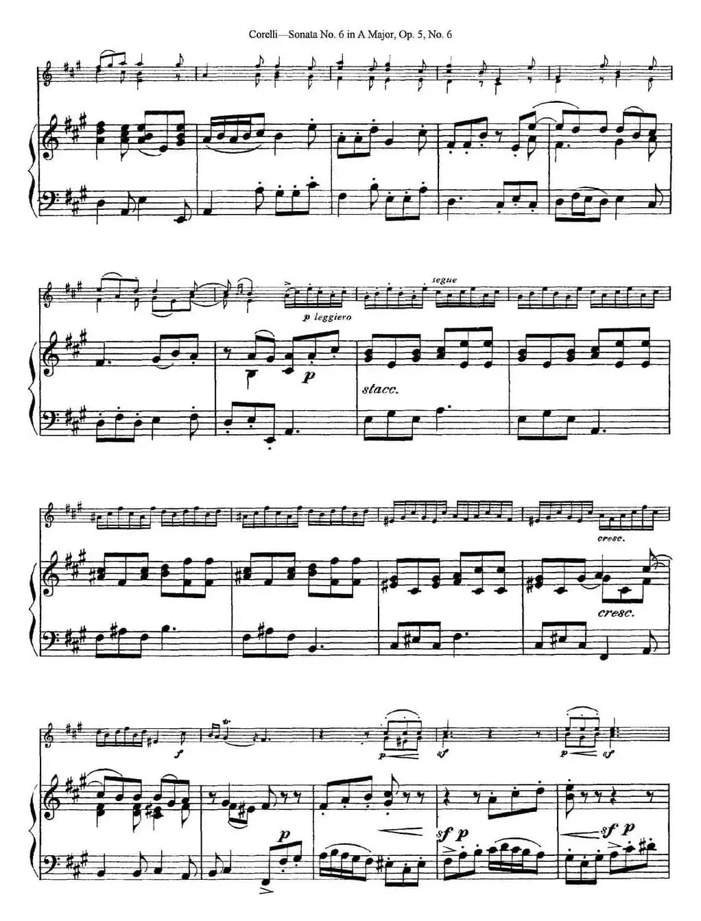 Sonata No.6 in A Major Op.5 No.6（小提琴+钢琴伴奏）