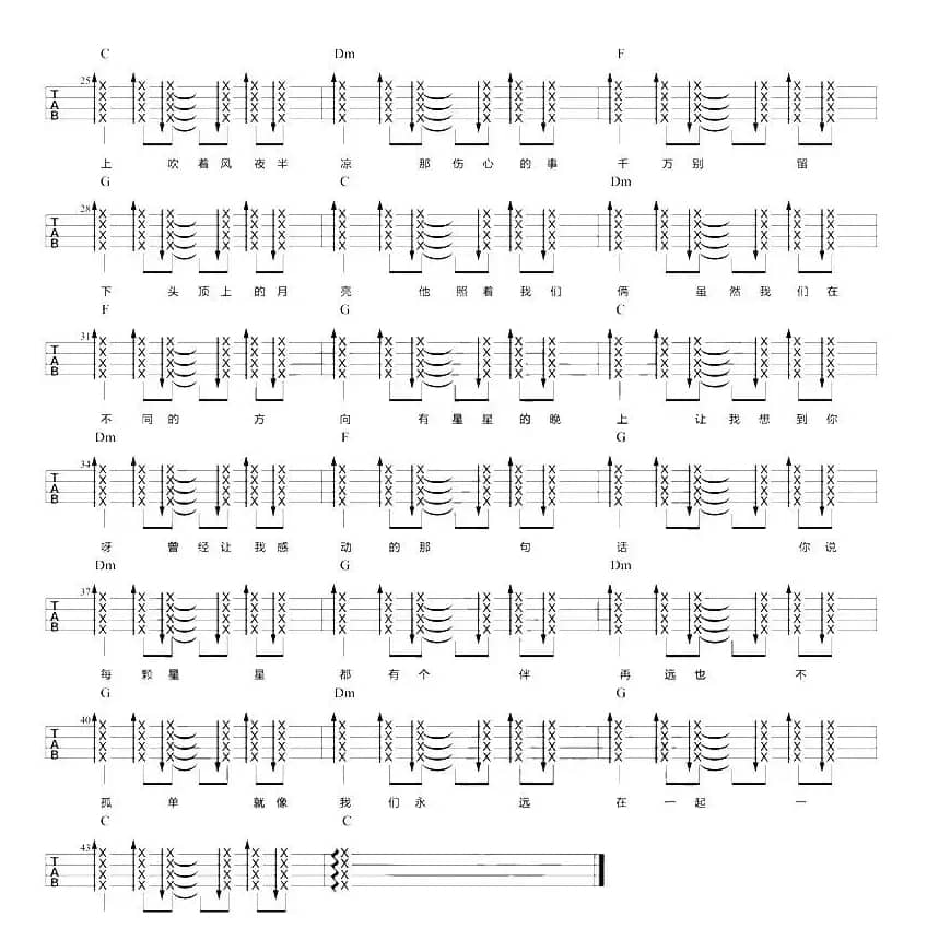 有星星的晚上（尤克里里弹唱谱）