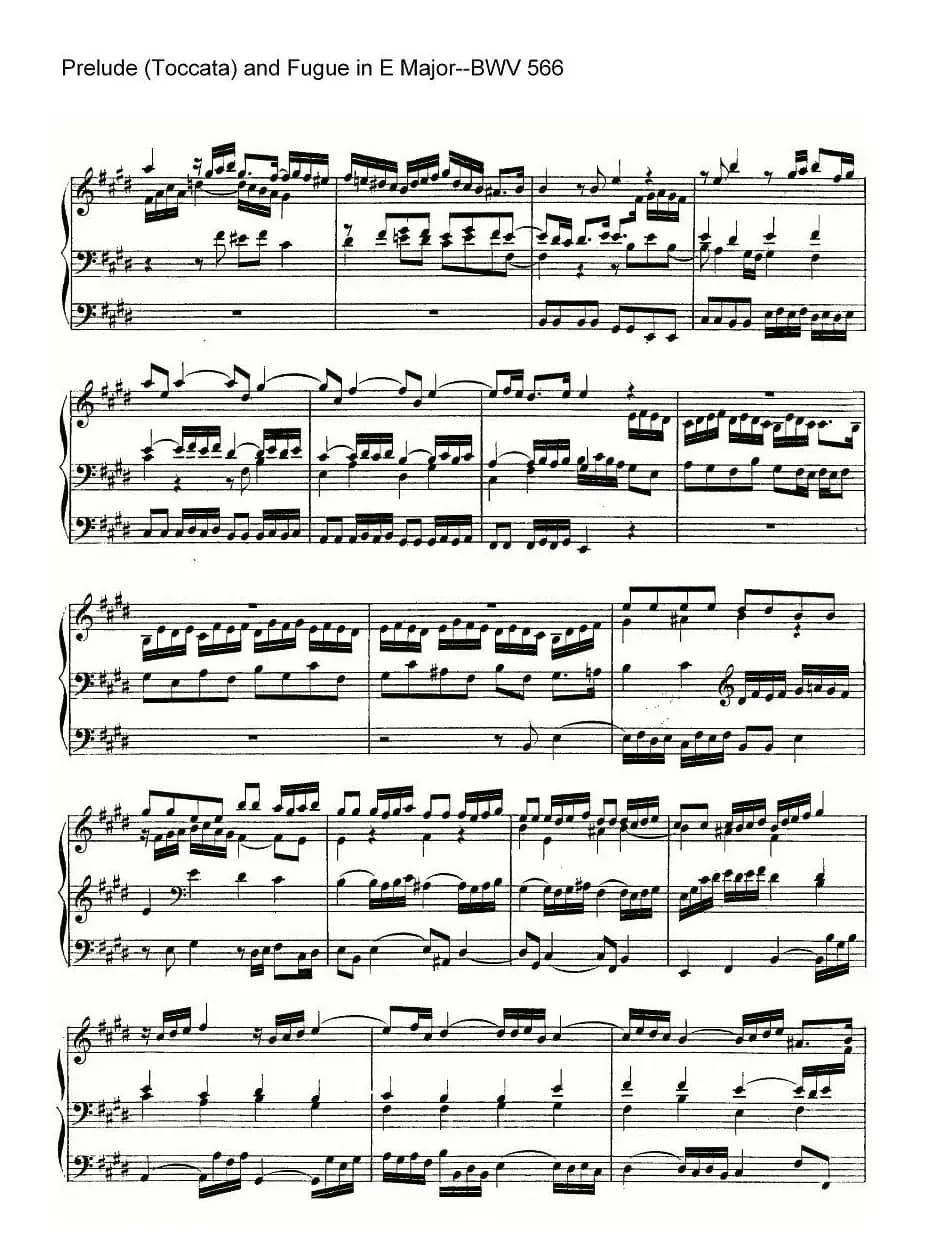 Prelude (Toccata) and Fugue in E Major--BWV 566(管风琴谱)