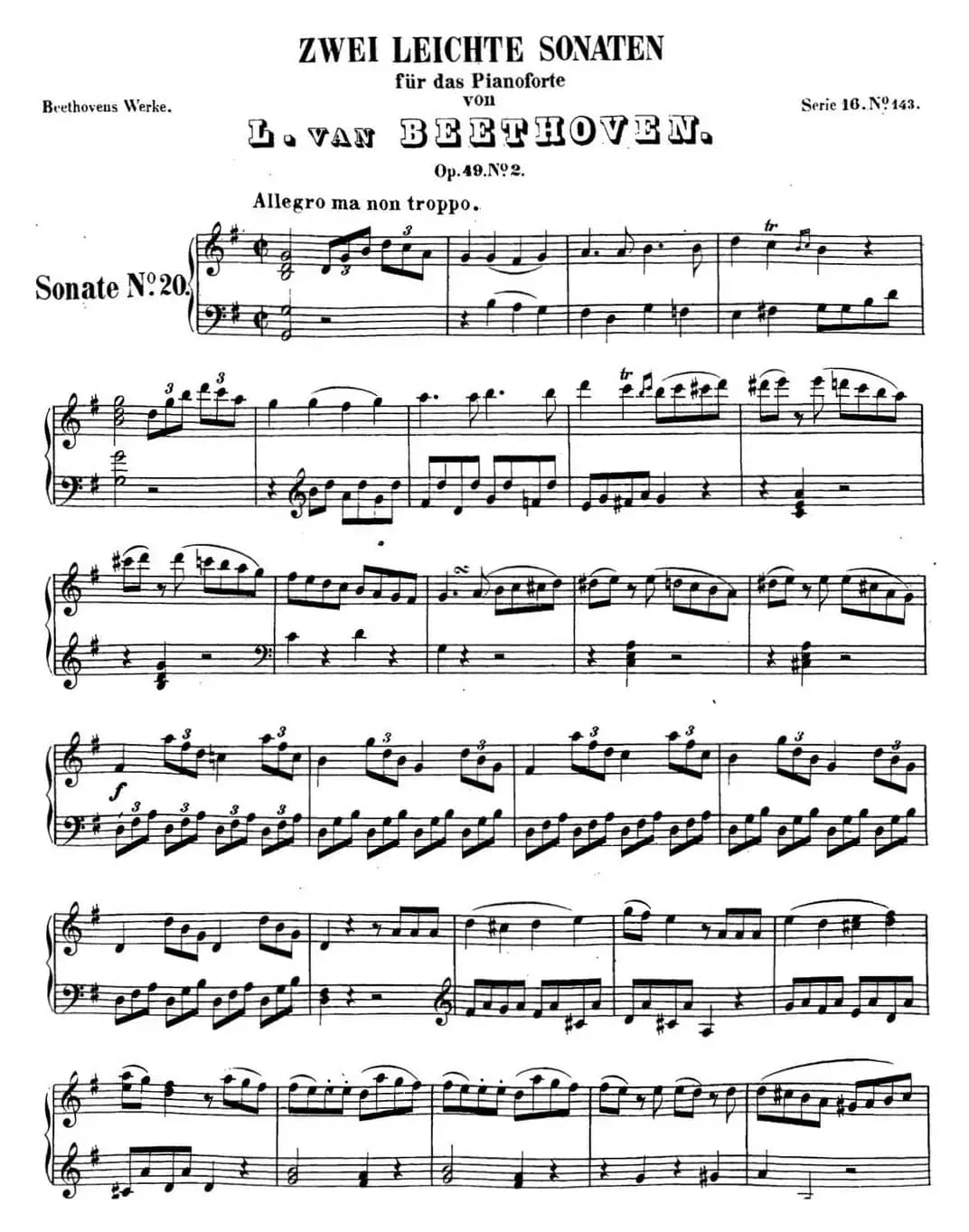 贝多芬钢琴奏鸣曲20 G大调 Op.49 No.2 G major