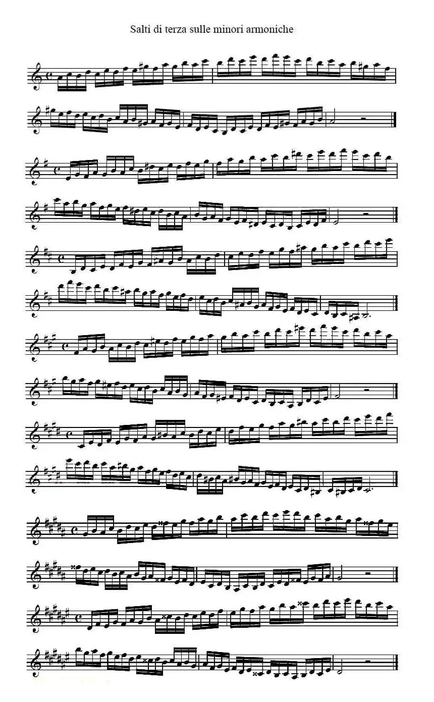 Salti di terza sulle minori armooniche