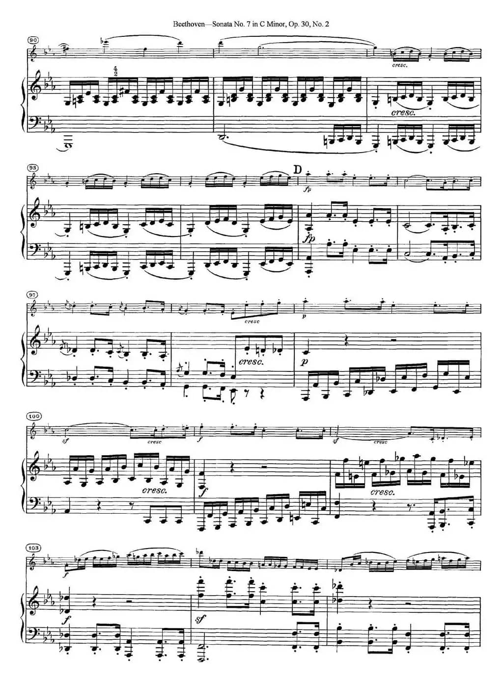 Violin Sonata No.7 in C Minor Op.30 No.2（小提琴+钢琴伴奏）