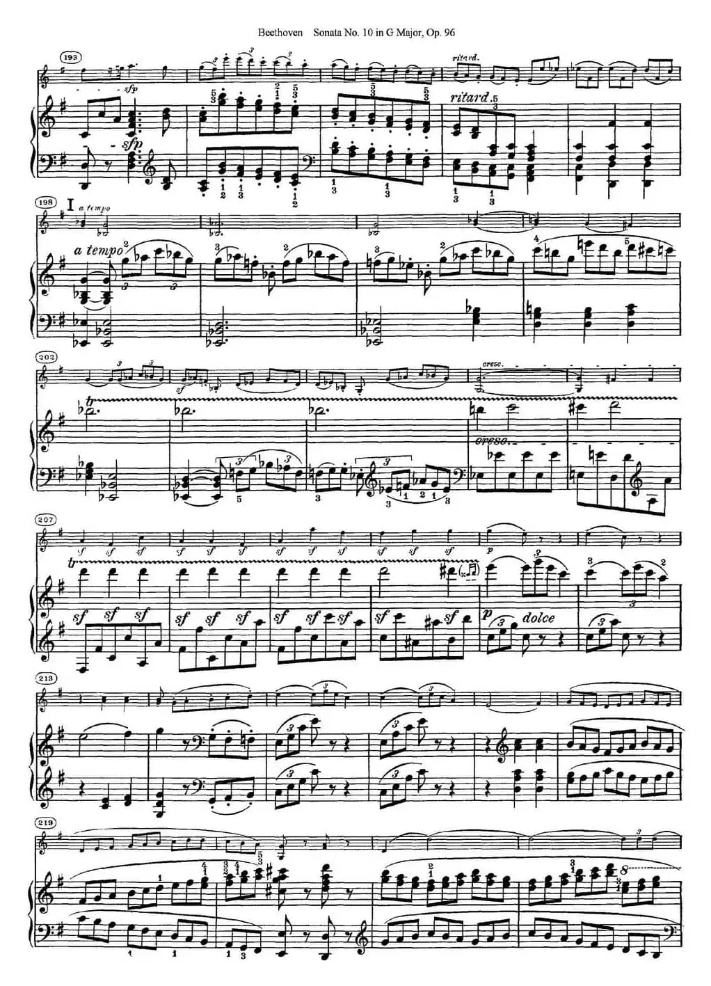 Violin Sonata No.10 in G Major Op.96（小提琴+钢琴伴奏）