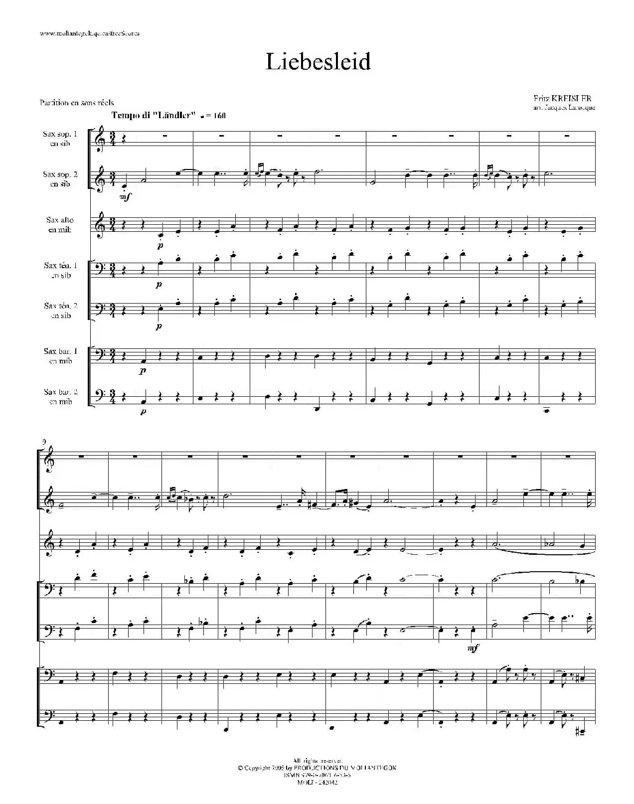 Liebesleid（四重奏、总谱）