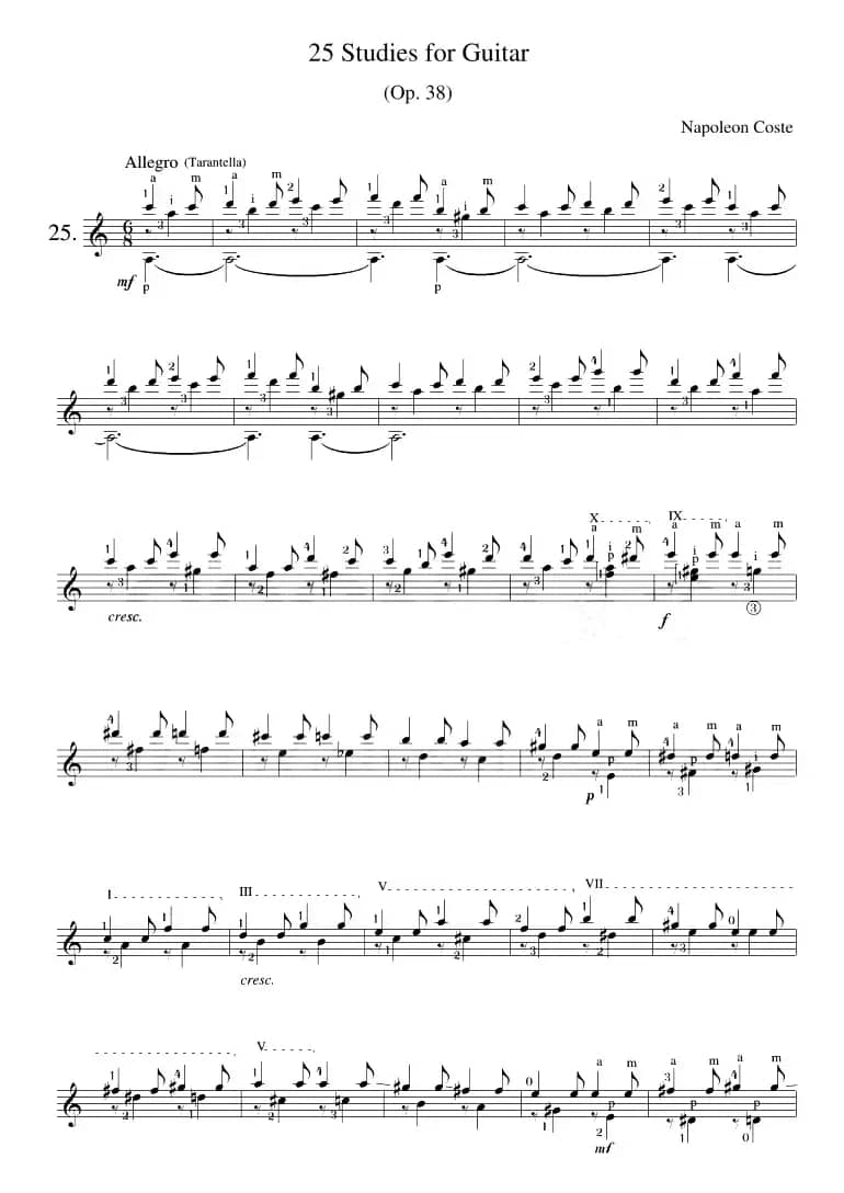 Napoleon Coste《25 Studies,Op.38》（STUDY 25）