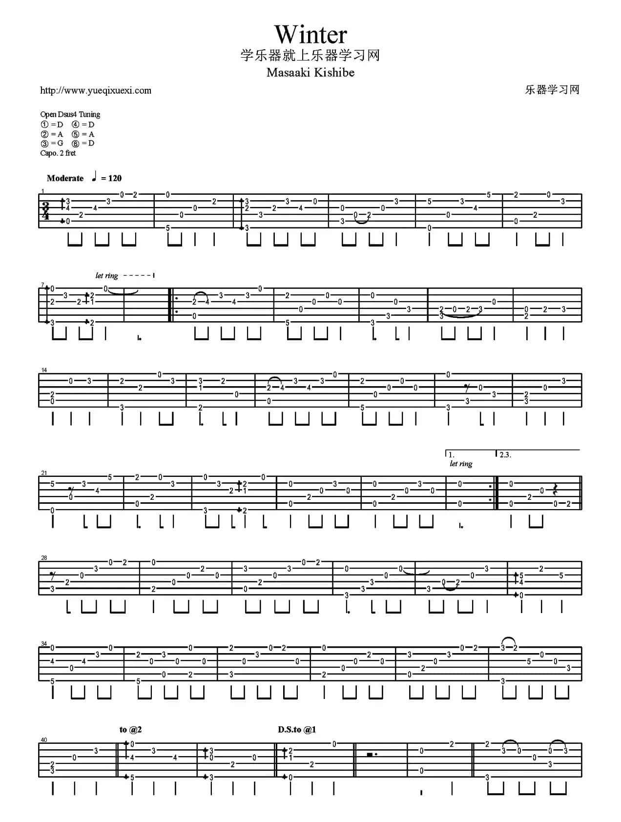 Winter（岸部真明指弹吉他谱）