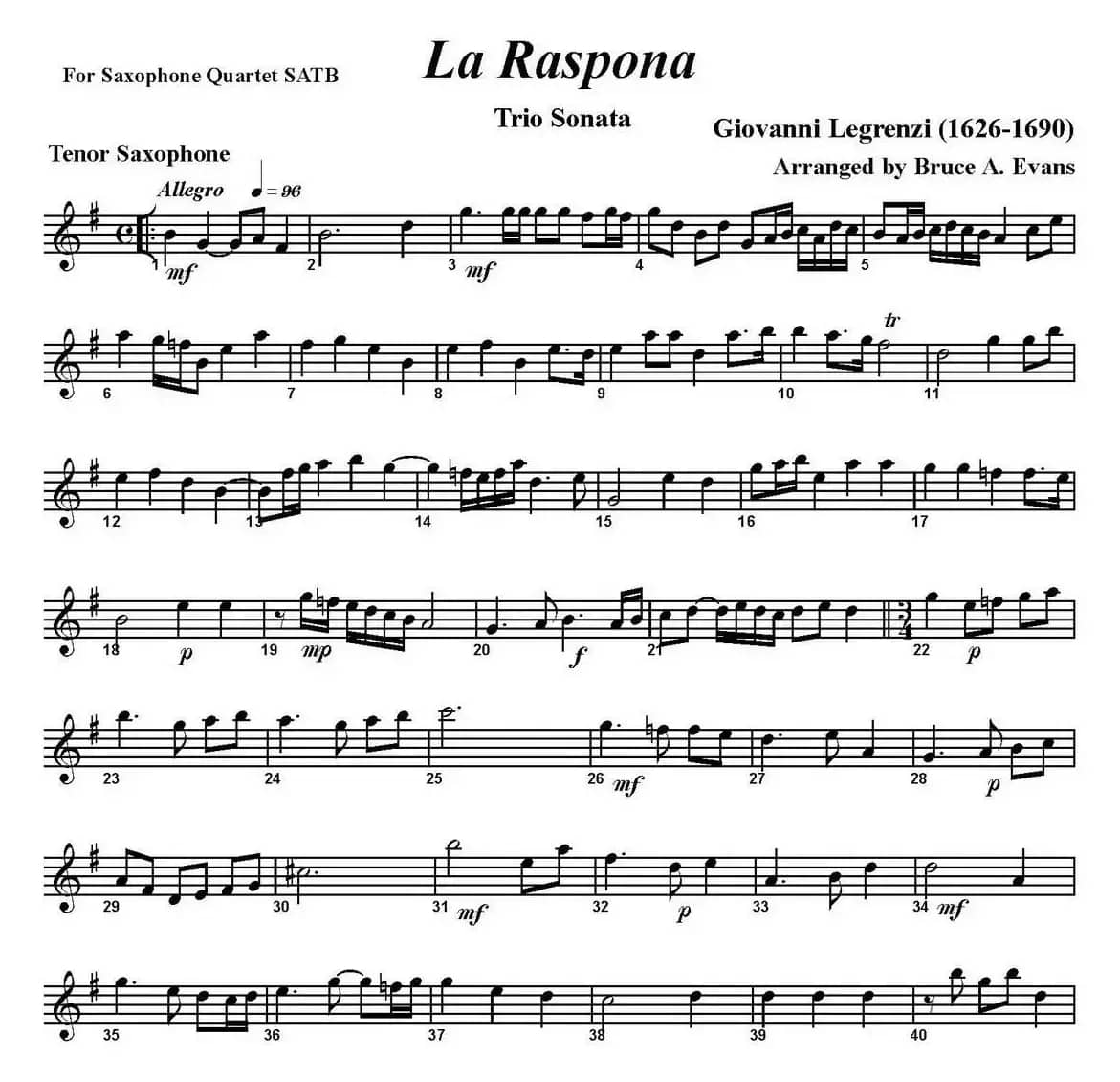 La Raspona（四重奏·次中音萨克斯分谱）
