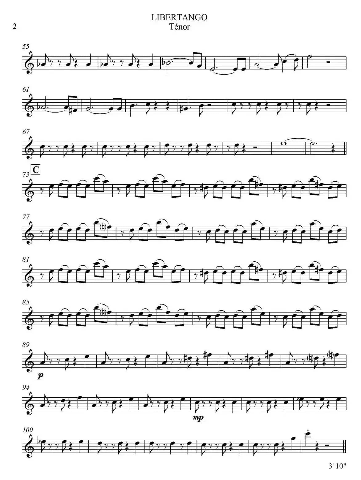 LIBERTANGO（四重奏·次中音萨克斯分谱）