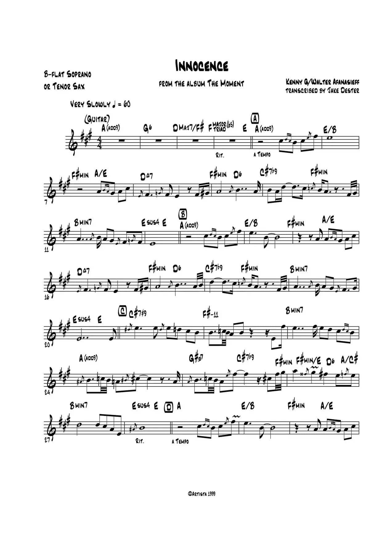 Innocence（次中音萨克斯\高音萨克斯）