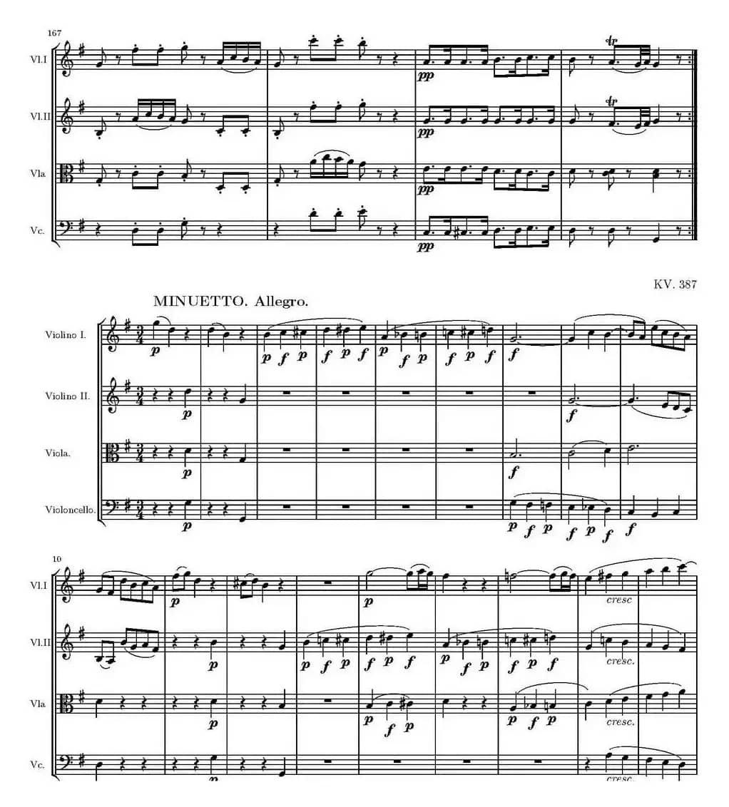 String Quartet KV.387（G大调弦乐四重奏）