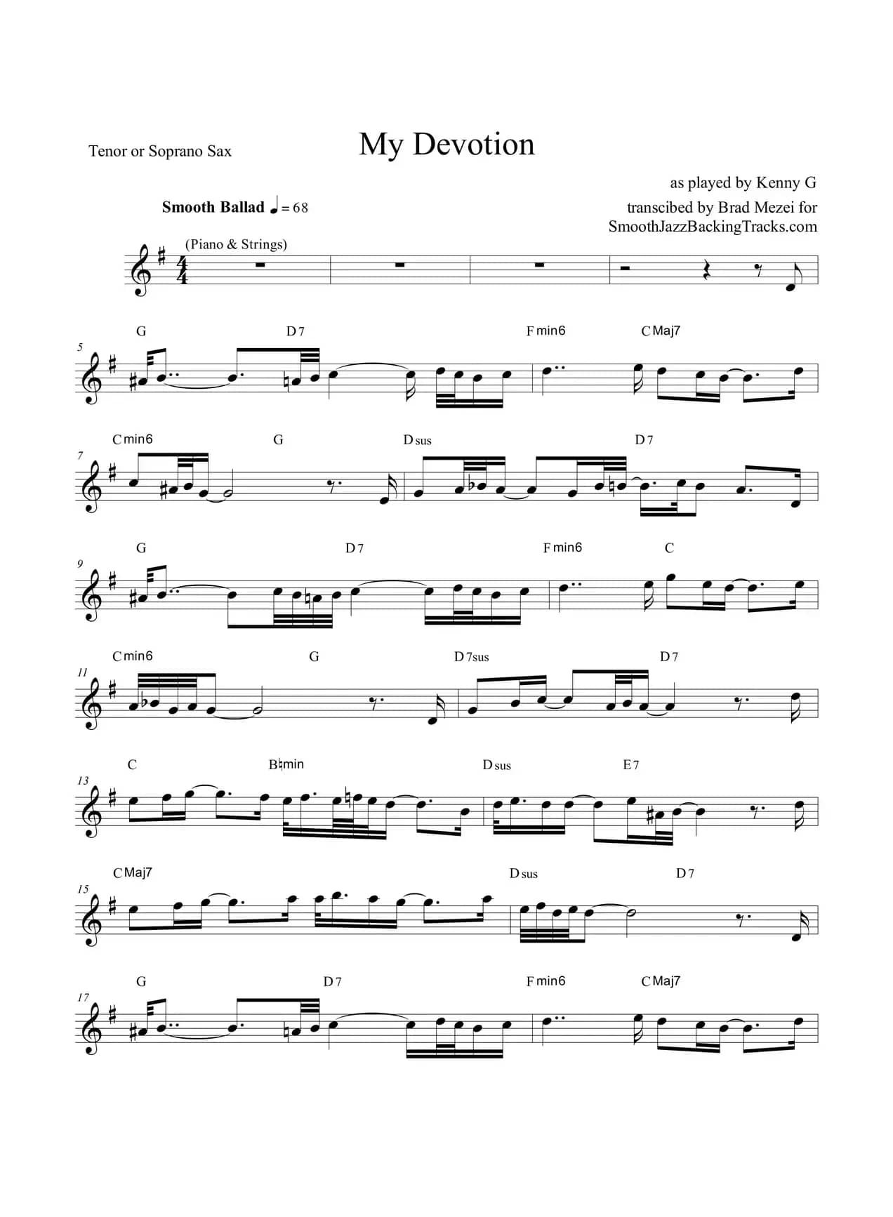 My Devotion（次中音萨克斯）