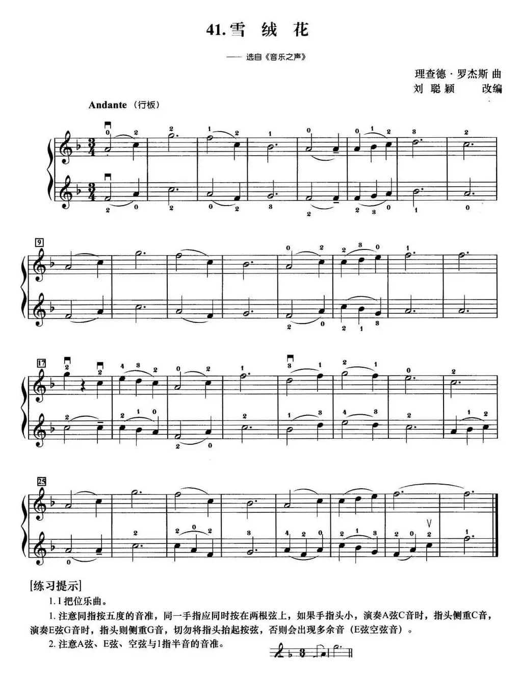 初级小提琴二重奏：雪绒花（选自《音乐之声》）