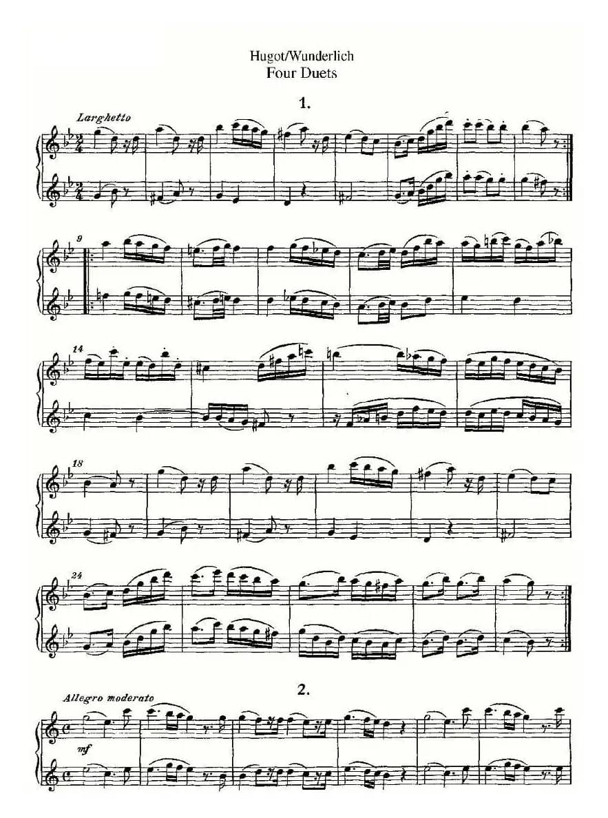 Hugot/Wunderlich Four Duets（四首二重奏）