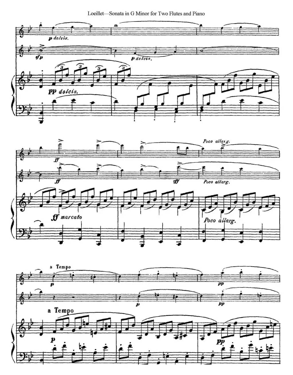 罗埃莱特G小调双长笛与钢琴奏鸣曲