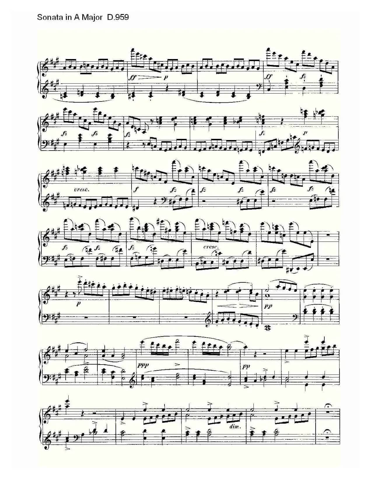 Sonata in A Major D.959（A大调奏鸣曲 D.959）