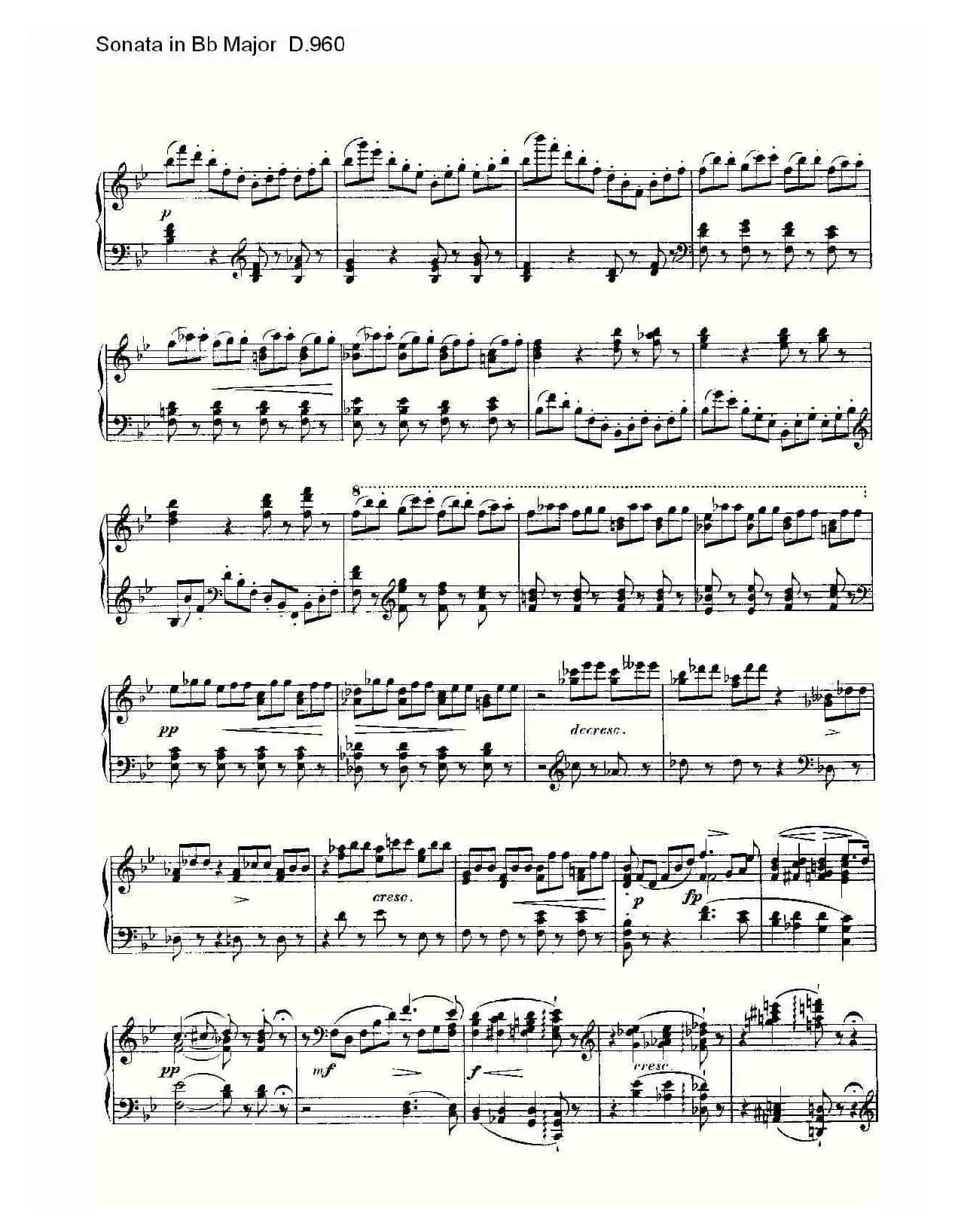 Sonata in Bb Major D.960（Bb大调奏鸣曲 D.960）