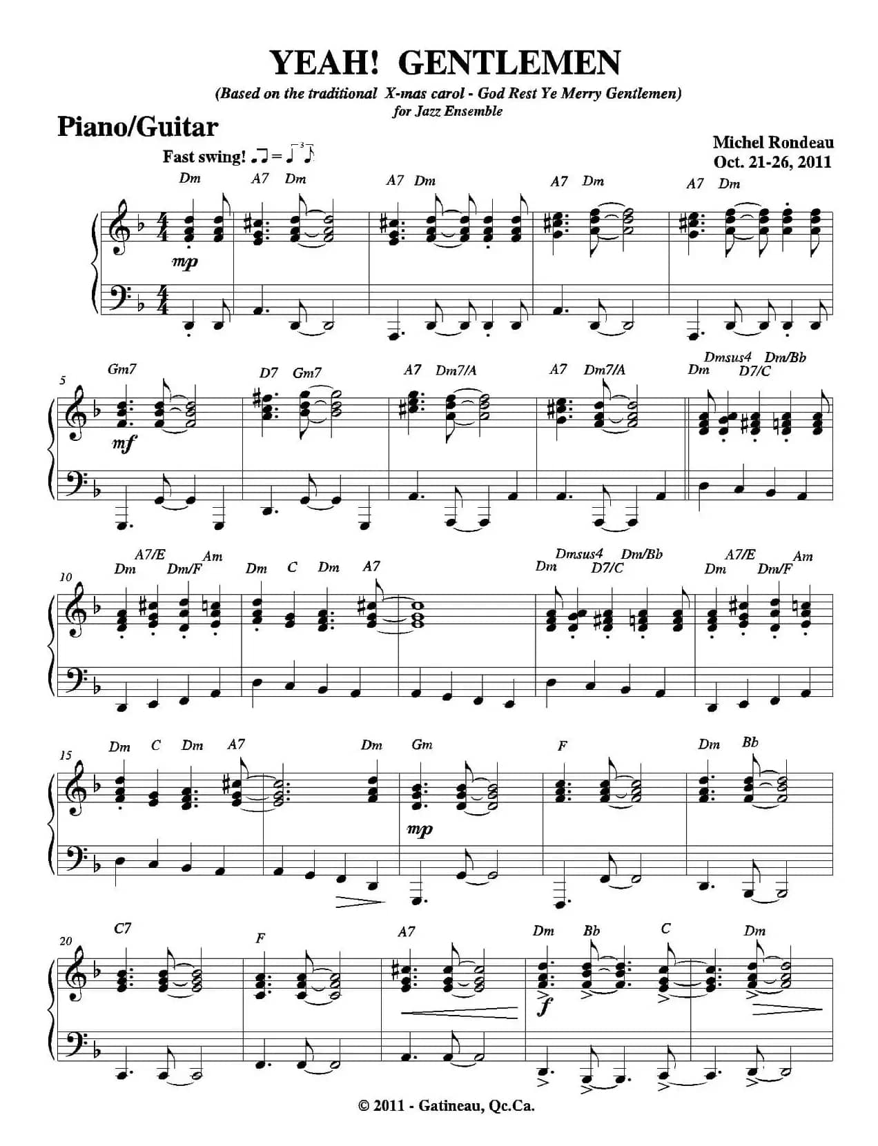 YEAH! GENTLEMEN（钢琴、吉他分谱）