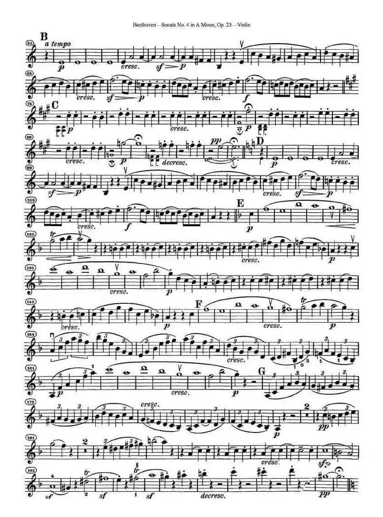 贝多芬第四号小提琴奏鸣曲a小调op.23