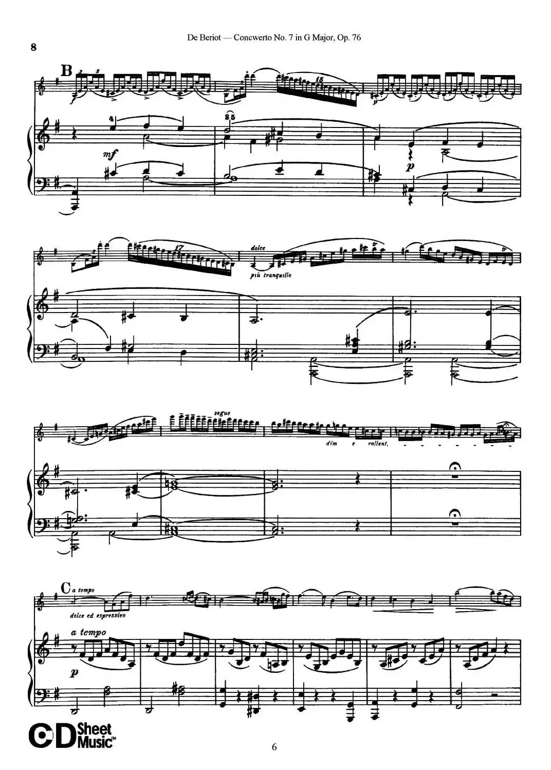 G大调第七协奏曲（Concerto No.7 in G Major）Op.76（小提琴+钢琴伴奏）