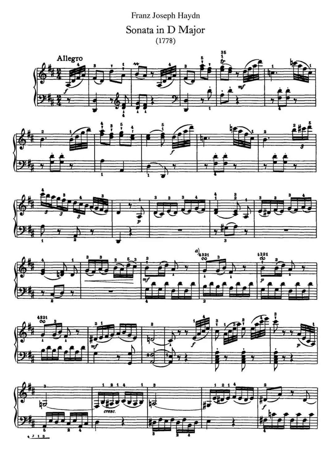 海顿 钢琴奏鸣曲 Hob XVI 33 in D major