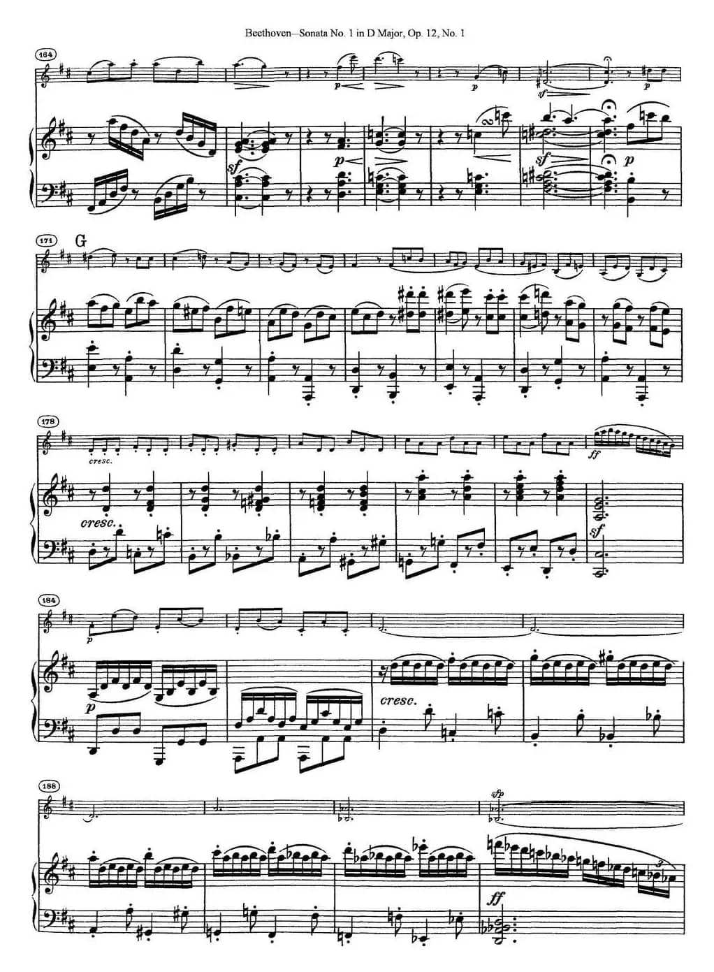 Violin Sonata No.1 in D Major Op.12 No.1（小提琴+钢琴伴奏）