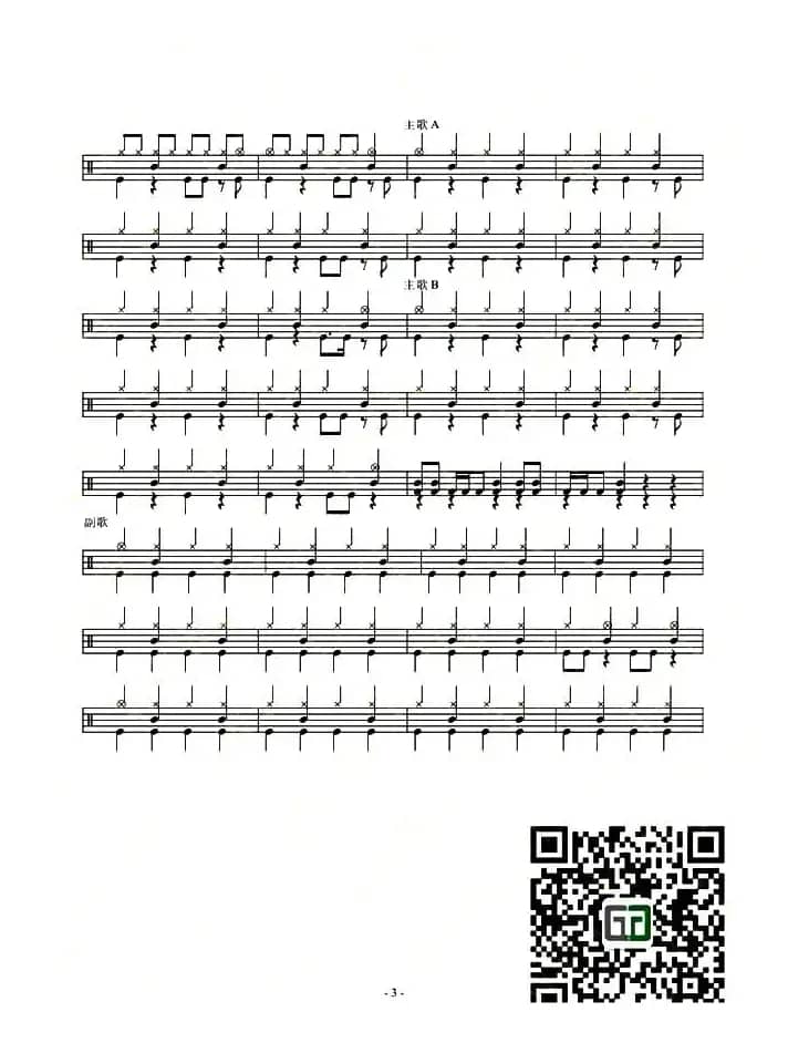 Bye Bye beautiful（架子鼓谱）