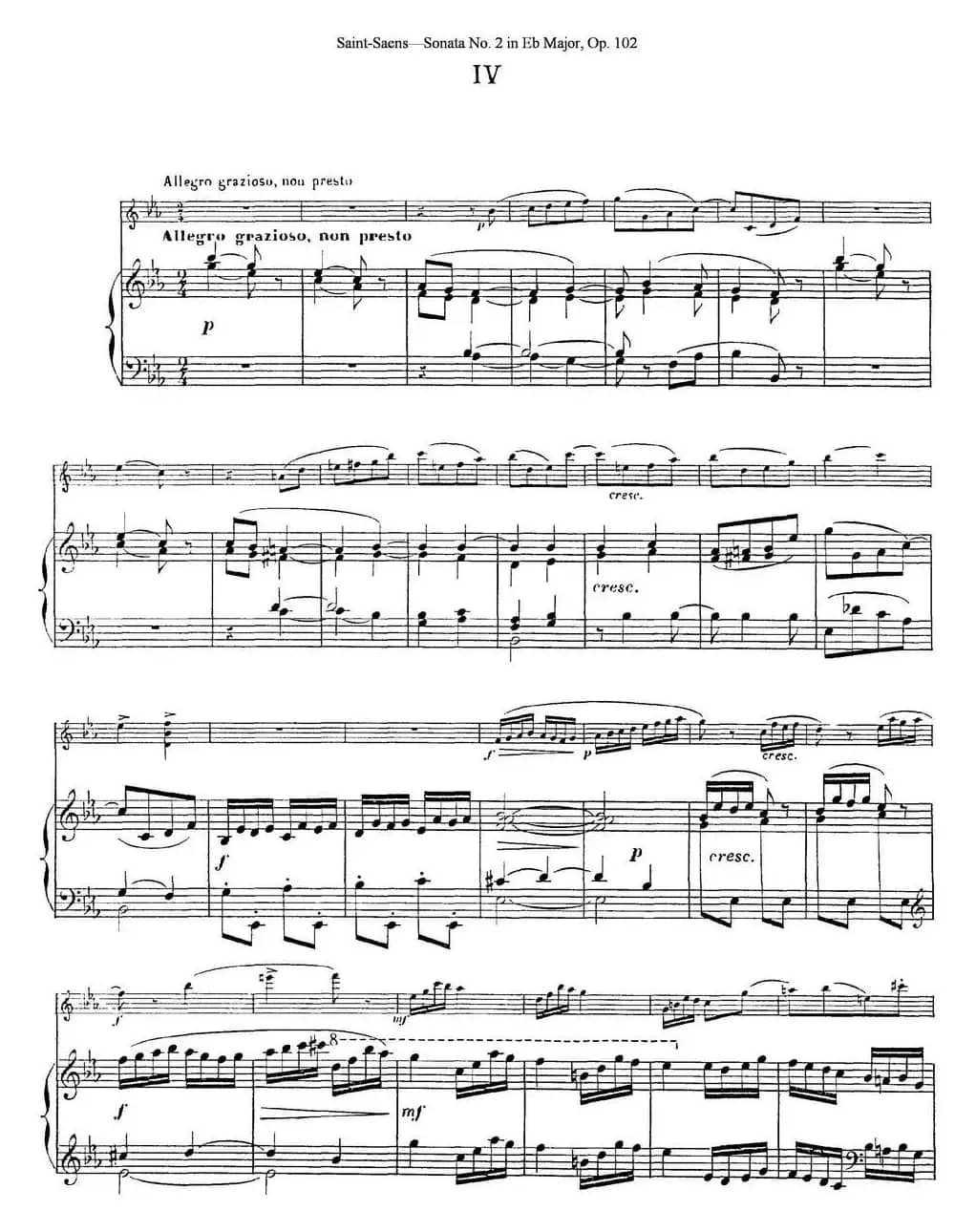 Violin Sonata No.2 in Eb Major Op.102（小提琴+钢琴伴奏）