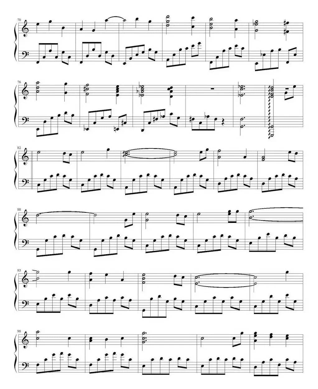 世界的约定（《哈尔的移动城堡》主题曲、弹琴吧制谱版）