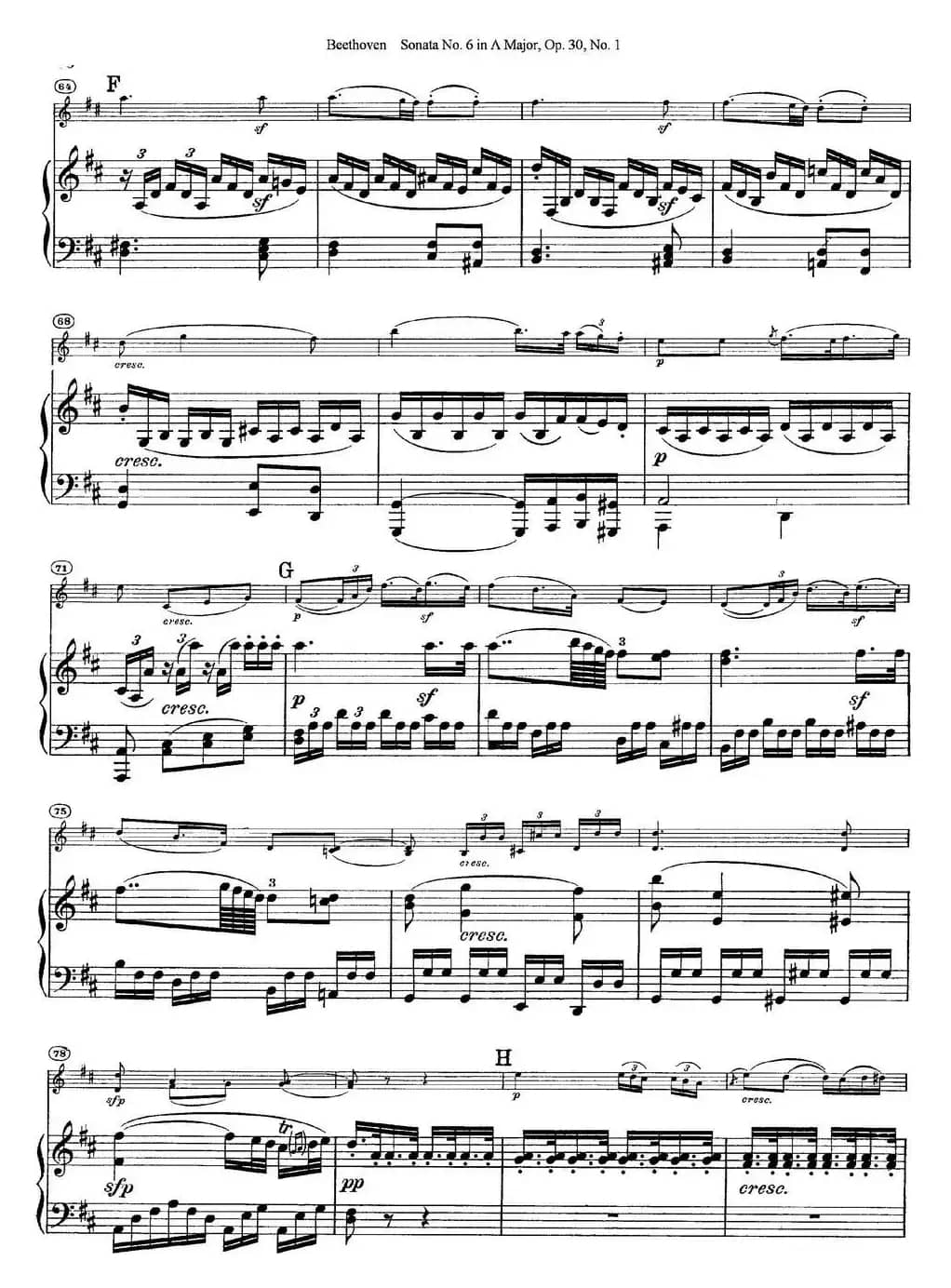 Violin Sonata No.6 in A Major Op.30 No.1（小提琴+钢琴伴奏）