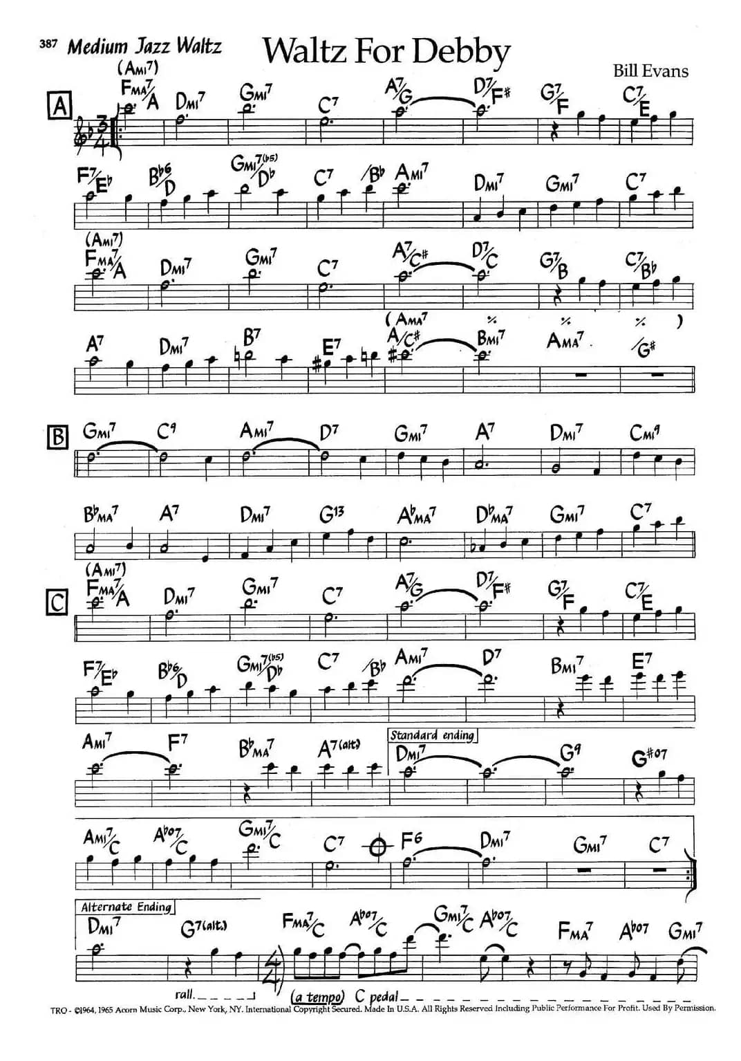 Waltz For Debby（爵士钢琴曲）