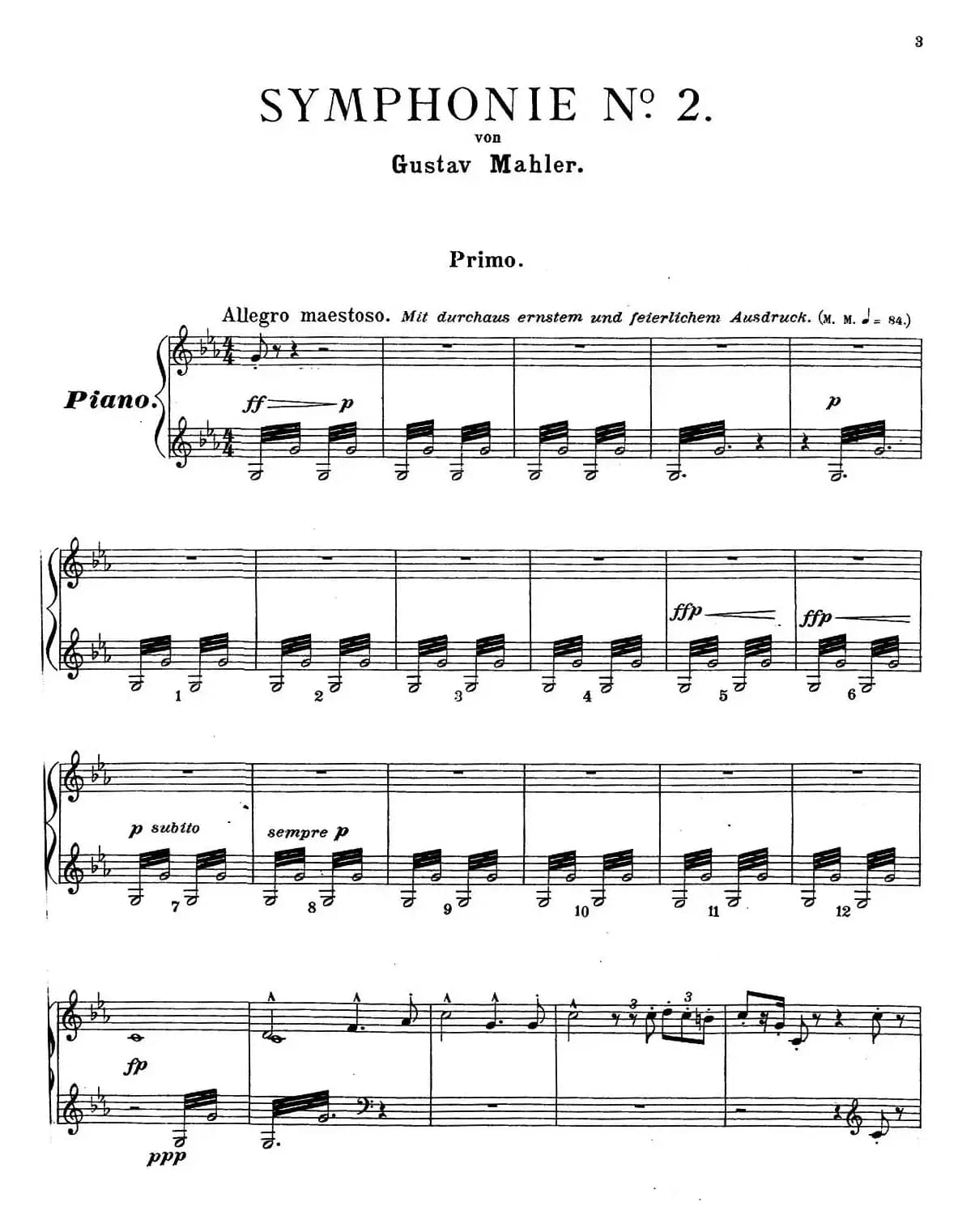 c小调第二交响曲“复活”（Ⅴ）（改编四手联弹版）