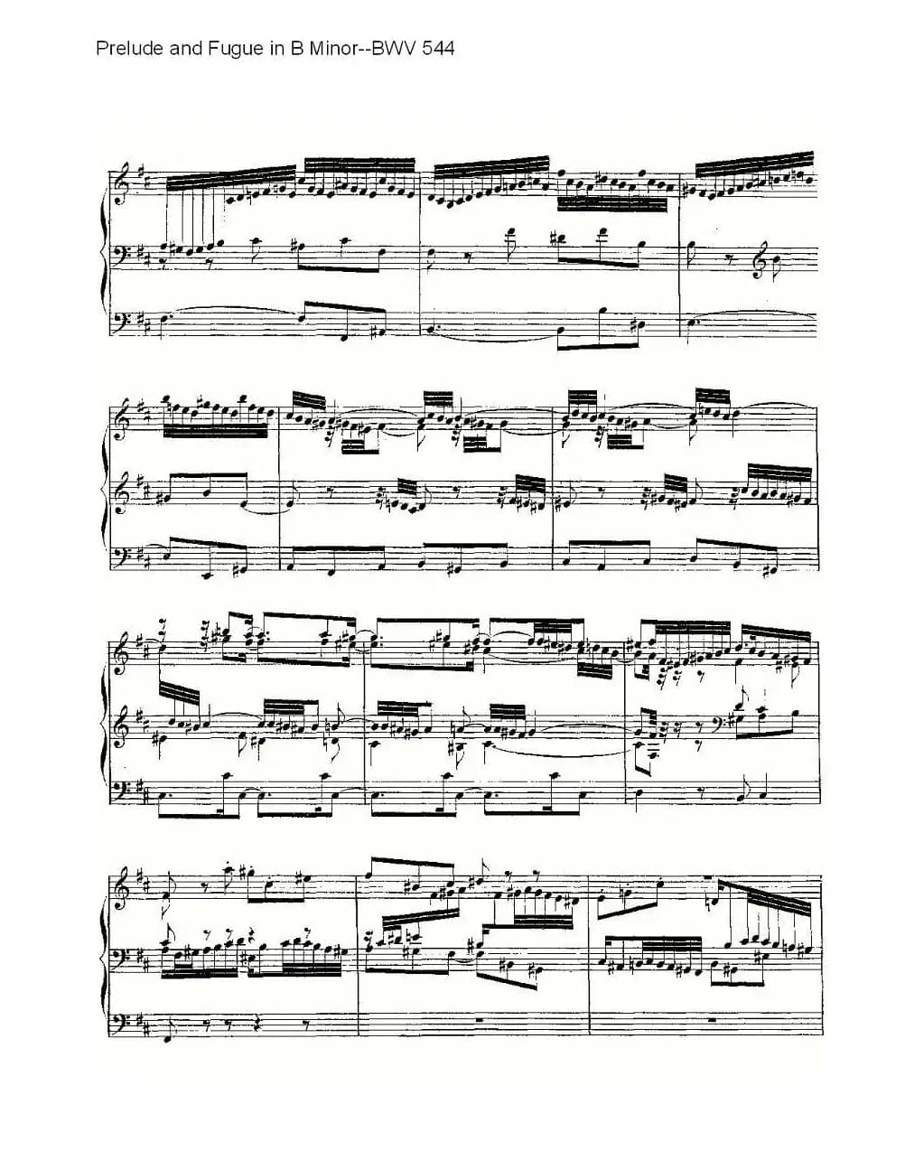 Prelude and Fugue in B Minor--BWV 544 （管风琴谱）