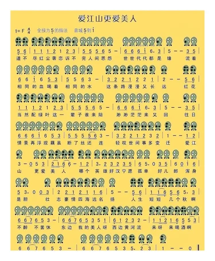爱江山更爱美人（六孔陶笛谱）