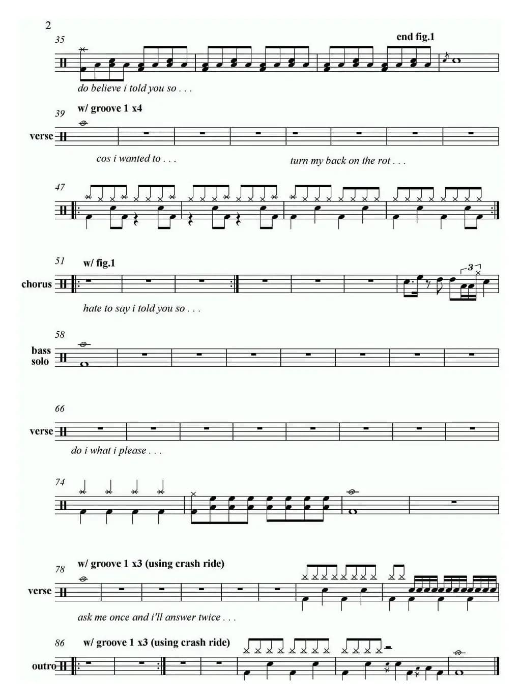 爵士鼓谱：Hives - Hate to say I told you so