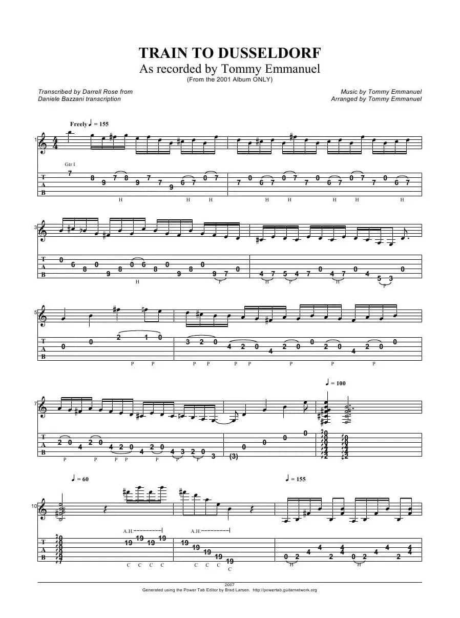 tommy emmanuel：train to dusseldorf（指弹吉它）