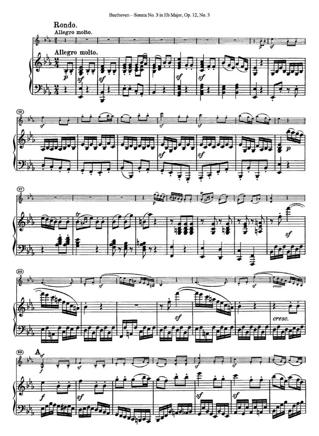 Violin Sonata No.3 in Eb Major Op.12 No.3（小提琴+钢琴伴奏）