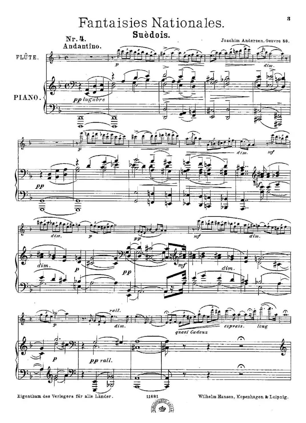 Fantaisies nationales. Suedois.（Op.59 No.4）（长笛+钢琴伴奏）