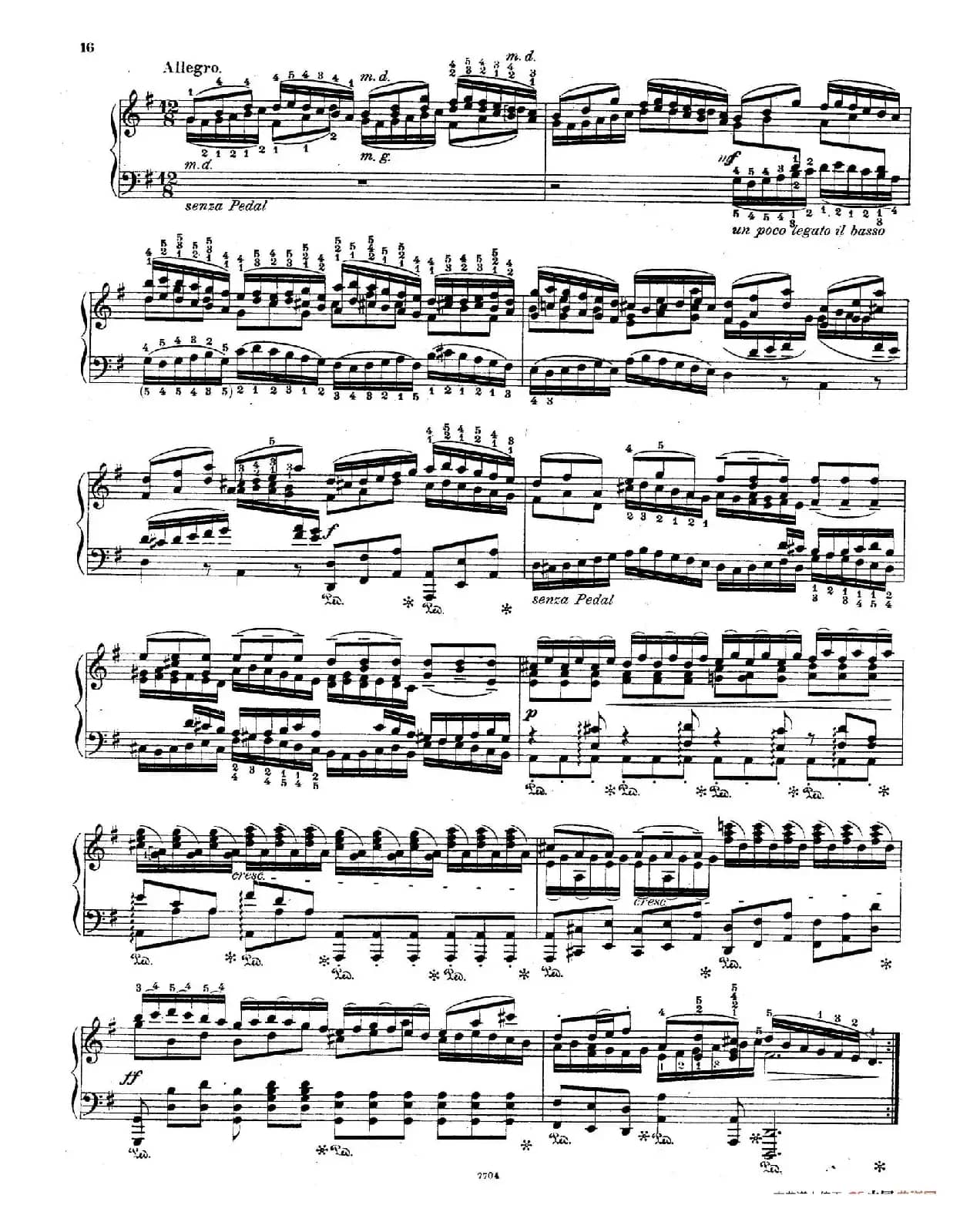 Brandenburg Concerto No.3 in G Major BWV.1048（G大调第三勃兰登堡协奏曲·钢琴独奏版）