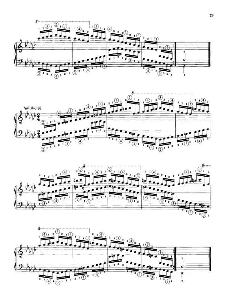 钢琴音阶练习：反向四个八度