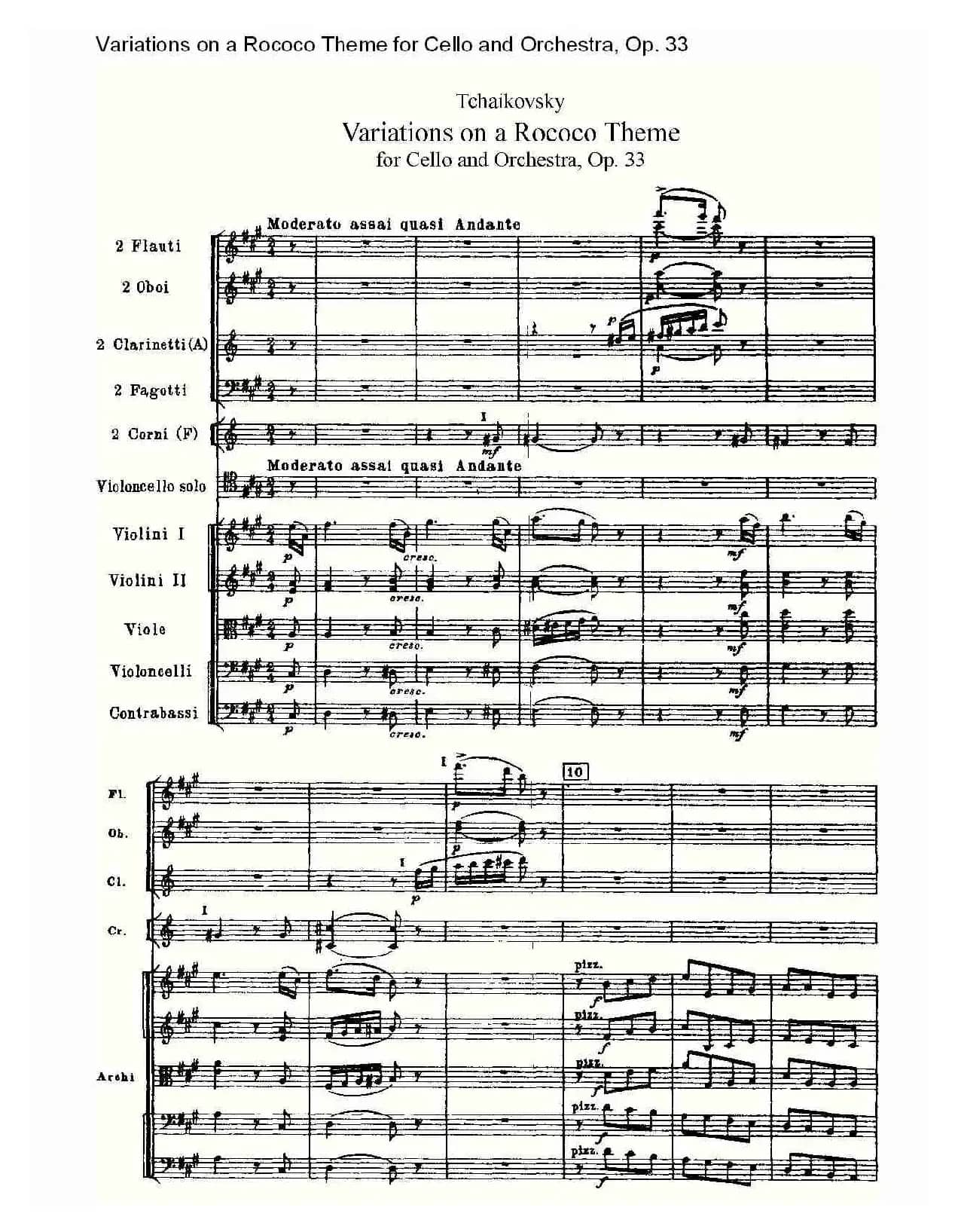 大提琴与管弦乐洛可可主题a小调变奏曲, Op.33（一）