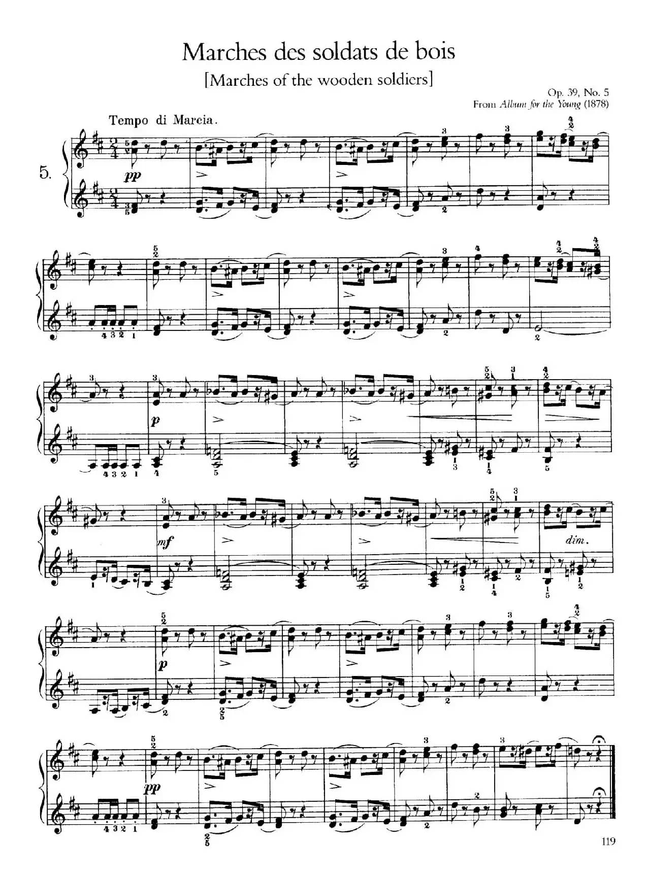 Album for the Young Op.39（儿童钢琴曲集）（5. 木偶士兵进行曲 March Of The Wooden Soldiers）