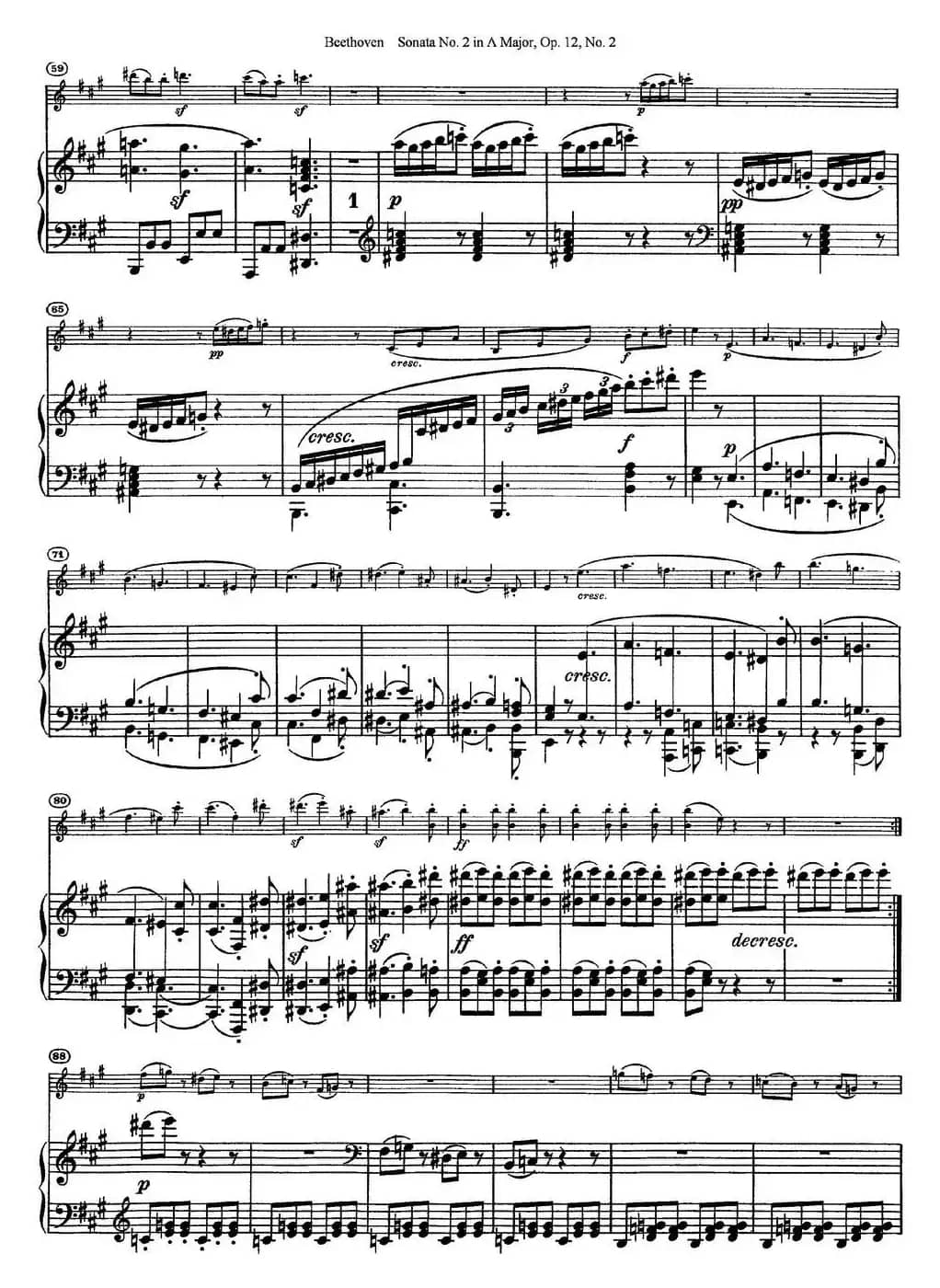 Violin Sonata No.2 in A Major Op.12 No.2（小提琴+钢琴伴奏）