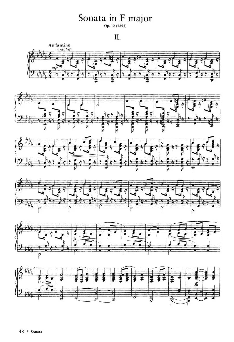 Piano Sonata in F Maj Op·12（F大调钢琴奏鸣曲·第二乐章）