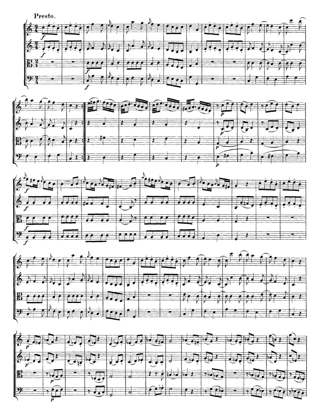 Mozart《Quartet No.4 in C Major,K.157》（总谱）